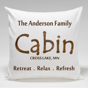 JDS Personalized Gifts Personalized Cabin Retreat.Relax.Refresh Throw Pillow JMSI2336